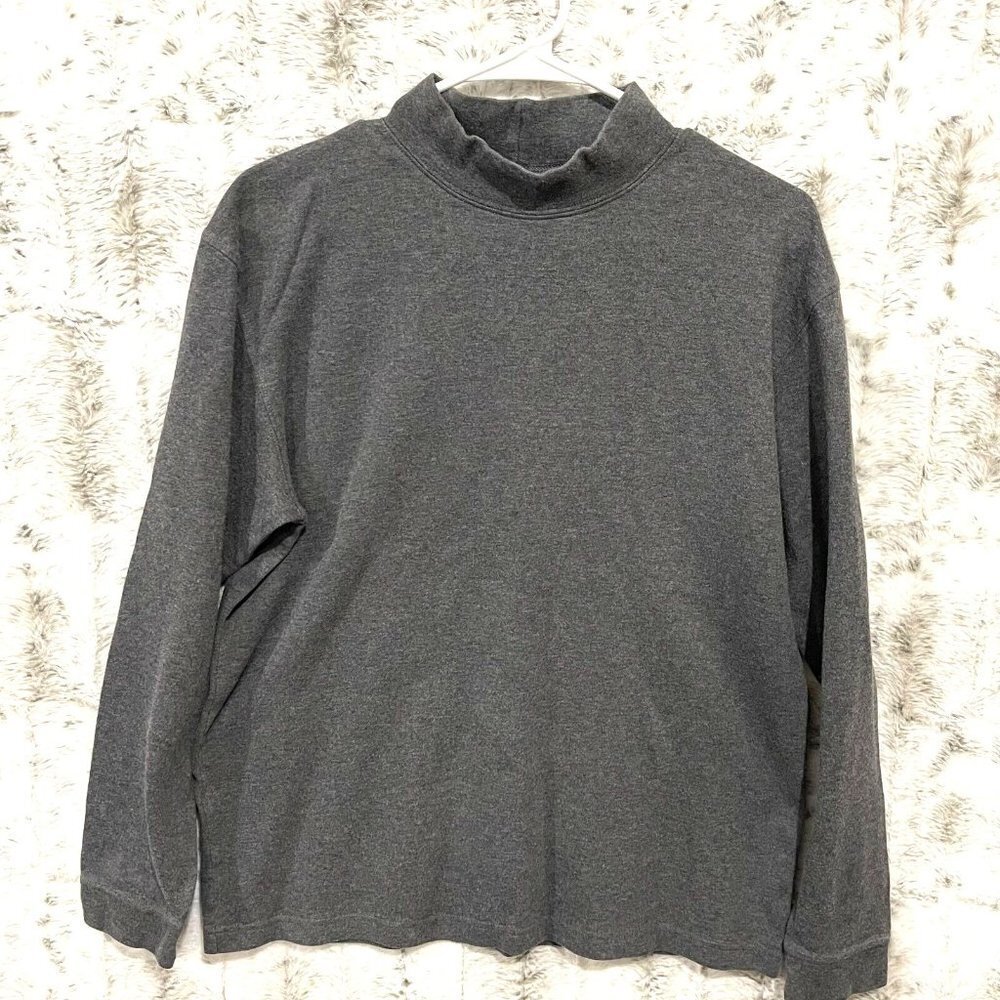 LL Bean Turtleneck Baselayer Cotton Gray Mens Medium
